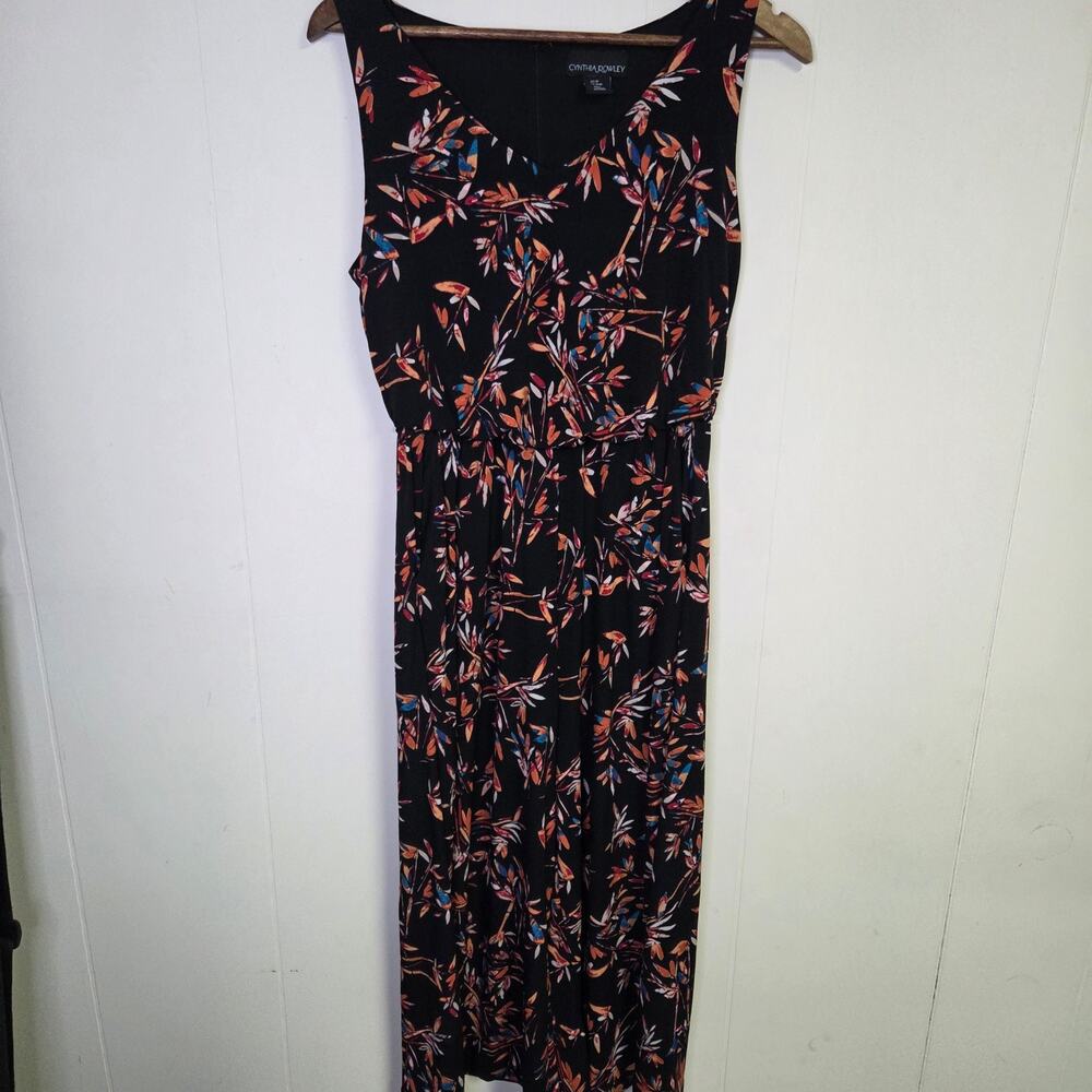 Floral Jumpsuit Crop Wide Leg Cynthia Rowley Black and Multicolor Size Medium